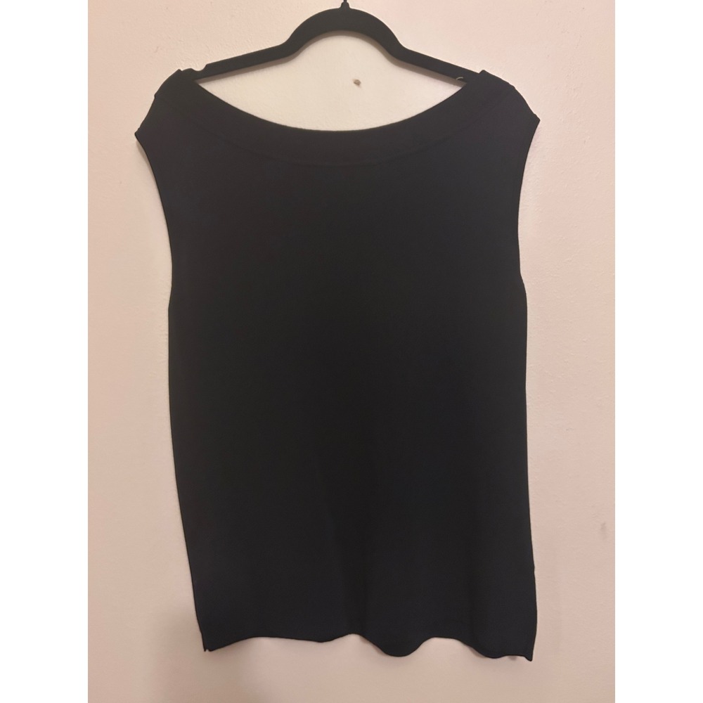 Dressbarn Shell Tank Top Womens 18/20 Black Excellent Boat Neck Knit Sleeveless